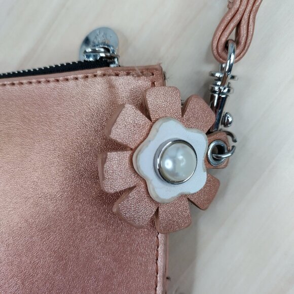 Zac Posen Bloomingdales Rose Gold Faux Leather Pouch Cross Body Mini Bag - Picture 4 of 8